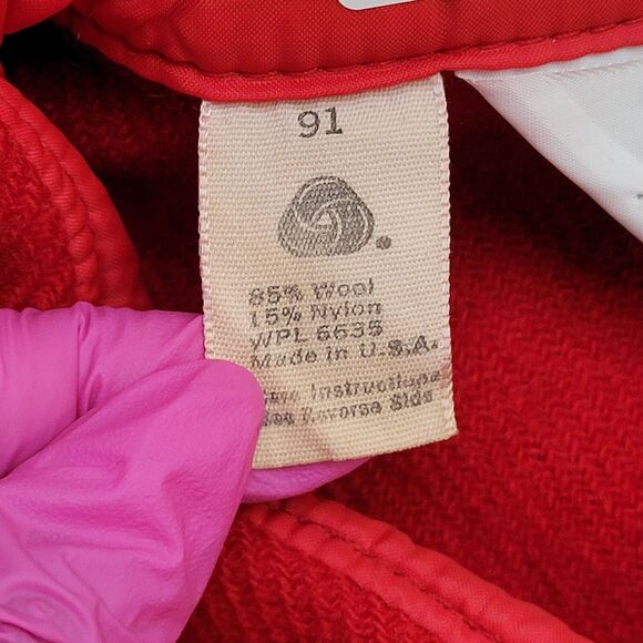 Vintage Woolrich Button Shirt S/M 19x29 Solid Red USA Heavyweight Wool 70s - Picture 9 of 12